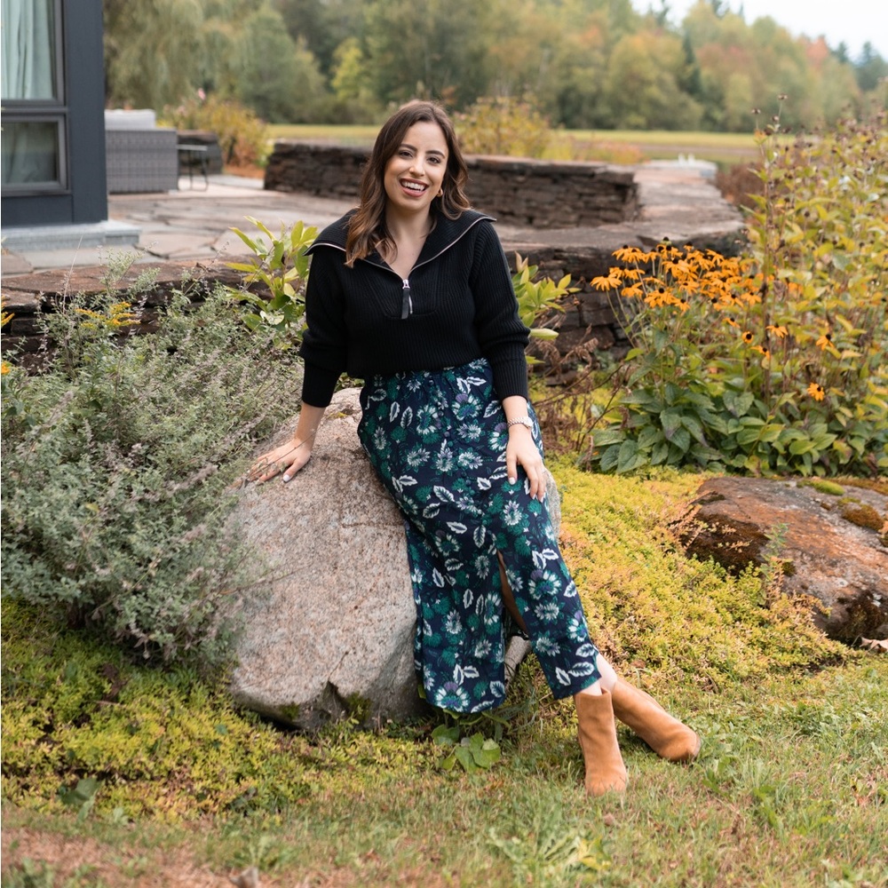 LOFT Navy Blue Midi Skirt